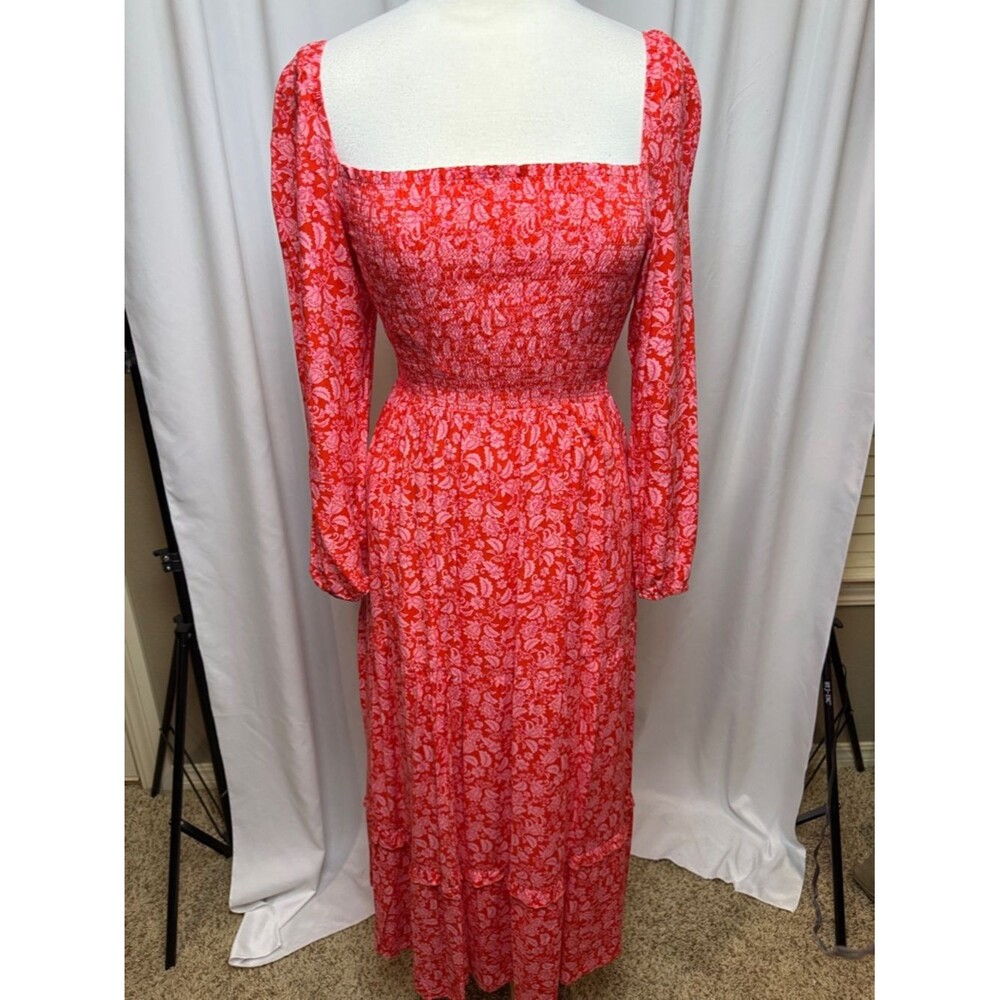 Anthropologie Dolan Pink & Coral Floral Maxi Dress, Small - Vibrant and Stunning